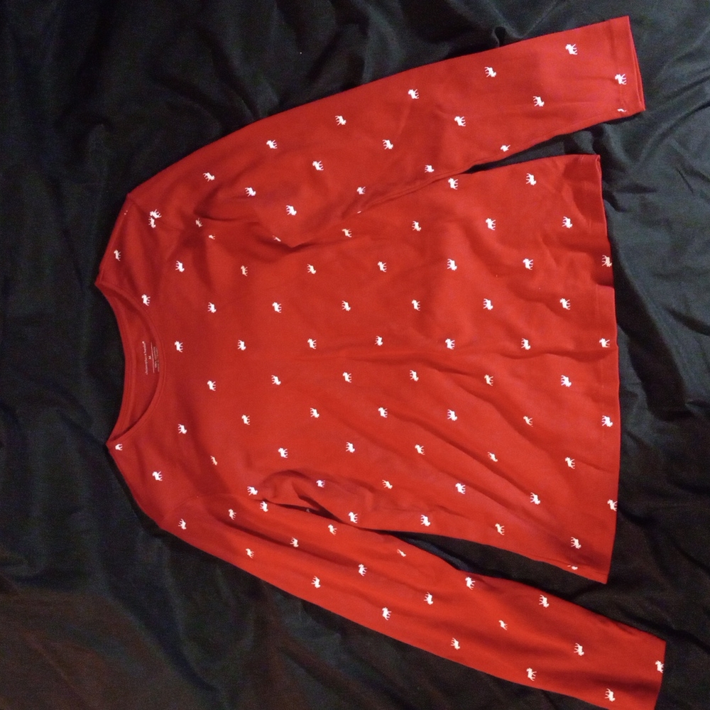 Christopher & Banks Red long sleeve with white mooses design